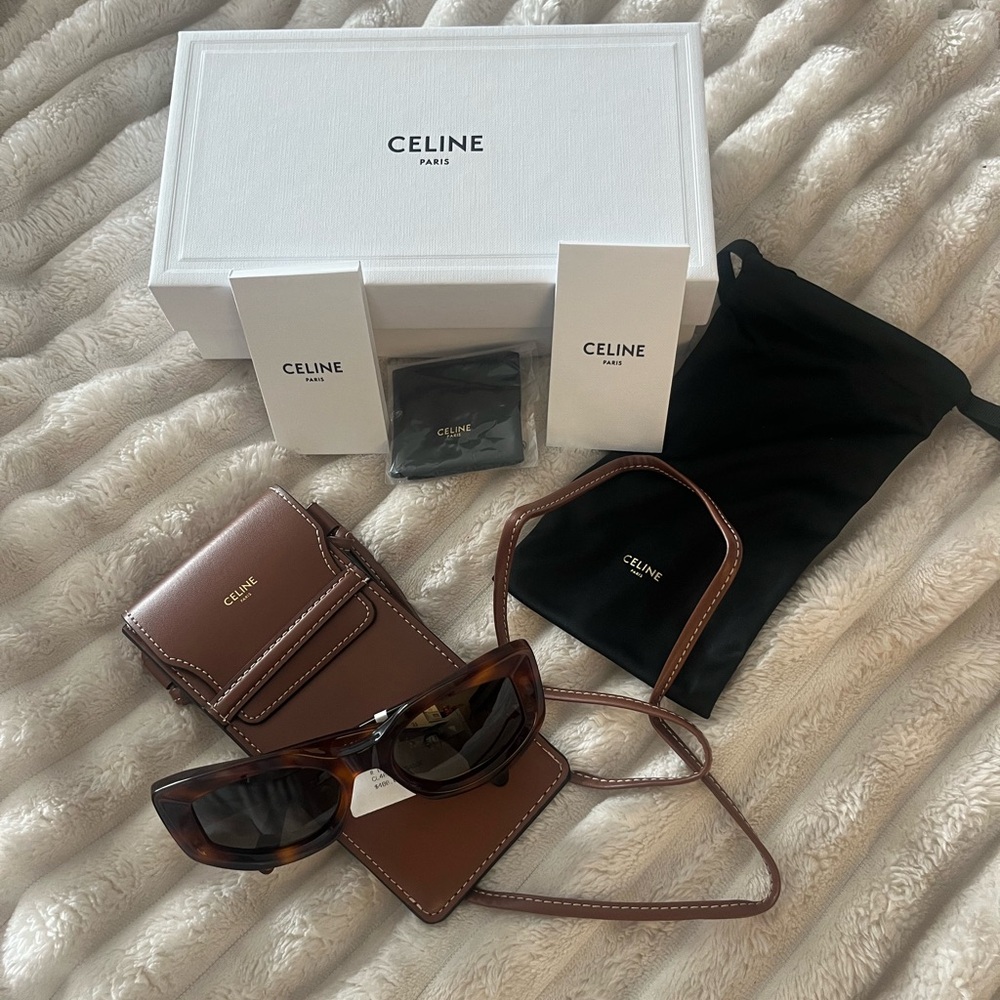 Celine Tortoise Sunglasses with Brown Case